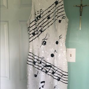 Black and white sequin cocktail dress